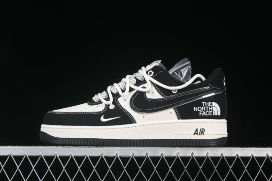 Nike Air Force 1 '07 Low The North Face Collaboration Suede Black Drawstring Casual Sneakers - SJ1198-101