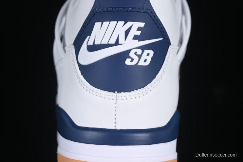 Nike SB x Air Jordan 4 Retro "Navy" White Blue Basketball Shoes - DR5415-100