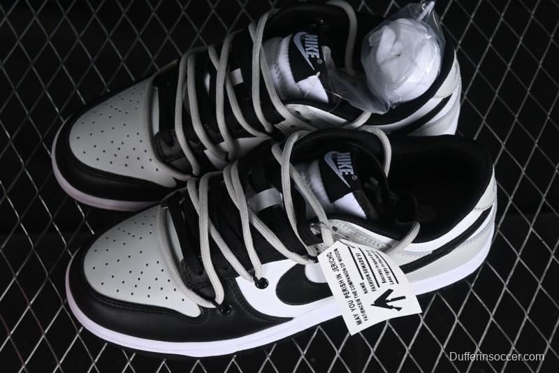Nike Dunk Low Letter Panda Black Grey High Street Deconstructed SB Strap Low-top Casual Skate Shoes - CW1590-100