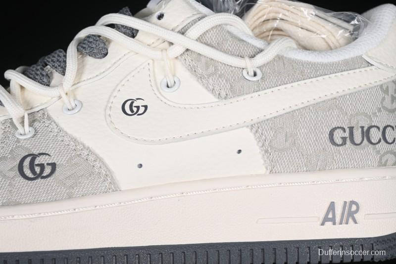 Nike Air Force 1 '07 Low Gucci Collaboration Smoke Gray Drawstring Casual Sneakers - SJ1198-105