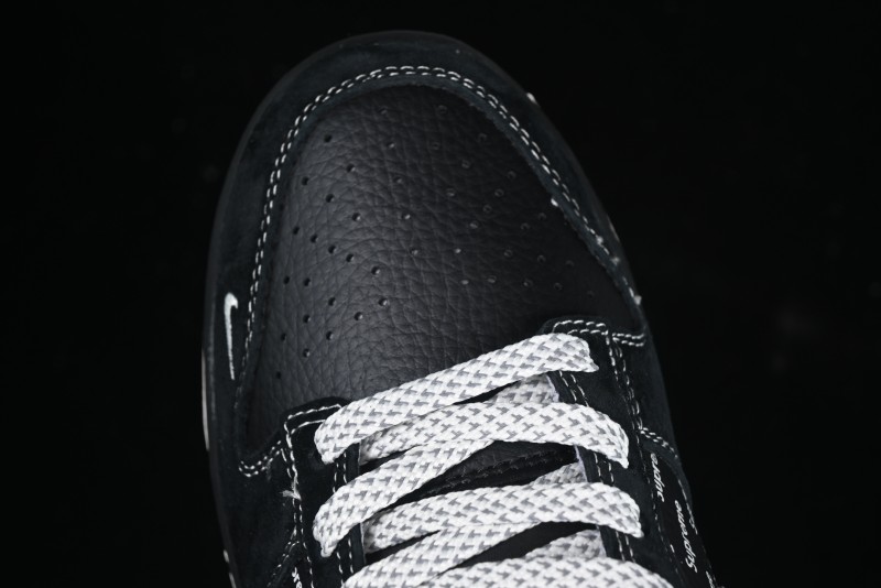 Nike SB Dunk Low Supreme Collaboration Black Grey Swoosh Anniversary Custom Low-Top Casual Skate Shoes - XS1086-011