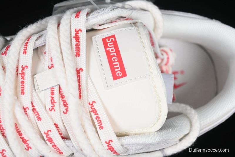 Nike SB Dunk Low Supreme Collaboration Light Gray Drawstring Anniversary High-End Custom Low-Top Casual Skate Shoes - XX3168-109