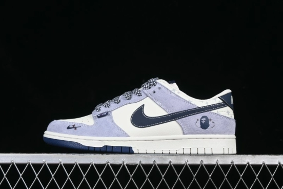 Nike SB Dunk Low BAPE Collaboration Light Blue Two-Tone Anniversary Custom Low-Top Casual Skate Shoes - DJ2024-103