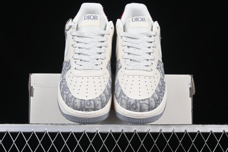 Nike Air Force 1 '07 Low Dior Collaboration - Grey Pattern Low-Top Casual Sneakers - DF0188-021