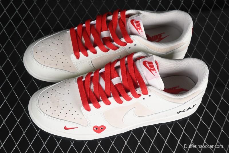 Nike SB Dunk Low Comme des Garcons Play Heart White Anniversary Custom Low-Top Casual Skate Shoes - DJ2024-052