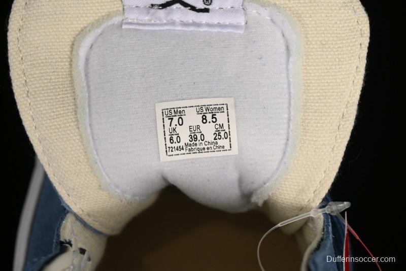 Vans Sk8-Mid Reissue 83 High-End Retro Skate Shoes with Blue Patchwork Suede - VN000CQQDWR