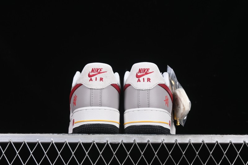 Nike Air Force 1 '07 Low Year of the Snake Limited Edition Beige Grey Red Swoosh Casual Sneakers - DM6688-029