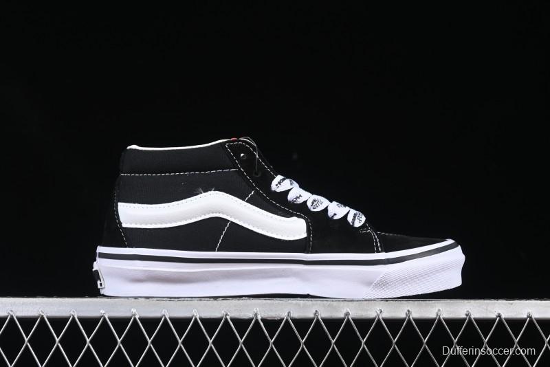 Vans HommeGirls x Vans Sk8-Mid Fashion Casual Mid-Top Canvas Sneakers with Bold Side Stripes - VN000NBNCJK