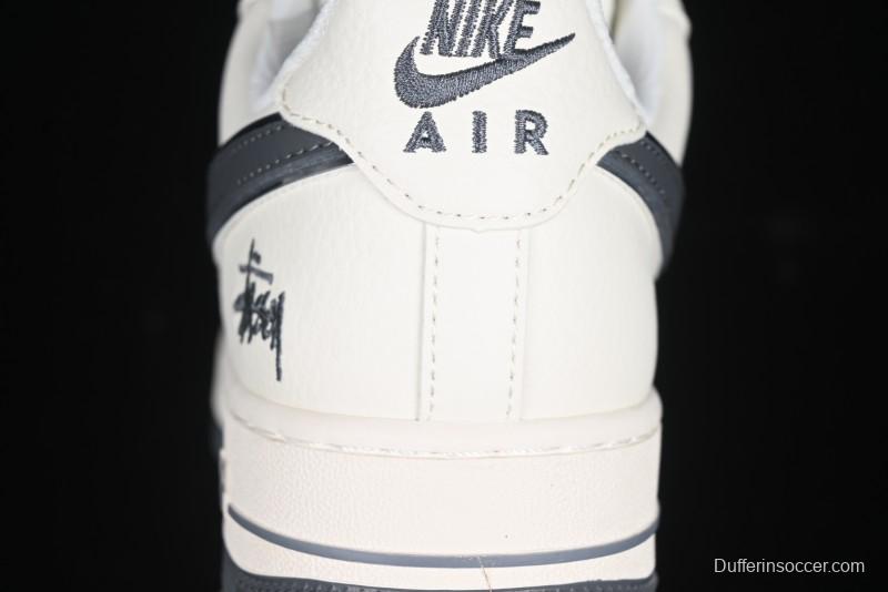 Nike Air Force 1 '07 Low Stussy Collaboration - Grey English Patchwork Low-Top Casual Sneakers - XZ3328-536