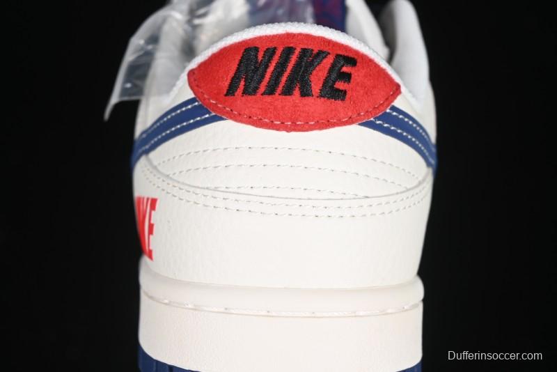 Nike SB Dunk Low Supreme Collaboration - Off-White 3D Navy Swoosh Anniversary Custom Low-Top Casual Sneakers - FC1688-204