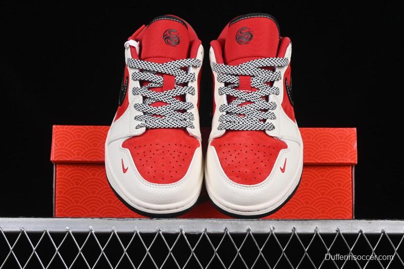 Nike Air Jordan 1 Low Supreme Collaboration Year of the Snake Limited Edition Retro Basketball Shoes - FC1688-203