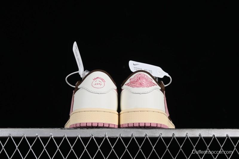 Nike Travis Scott x Air Jordan 1 Low OG AJ1 Reverse Swoosh Sneakers - DZ4137-206