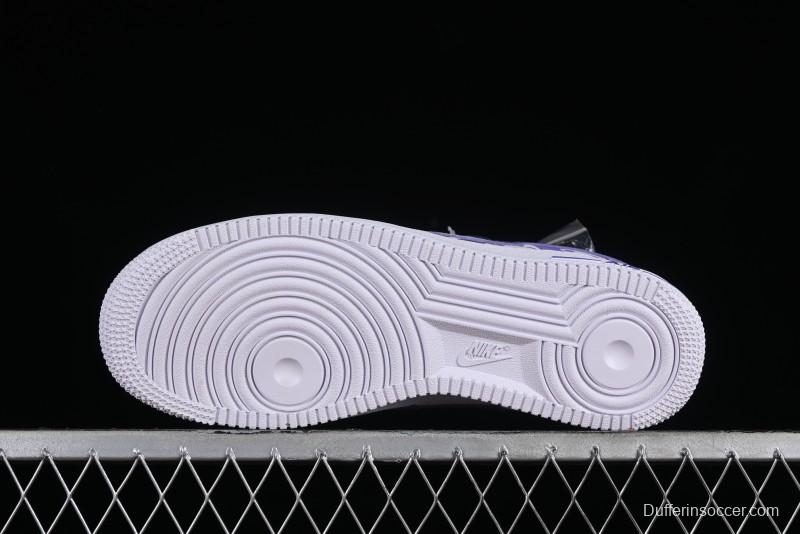 Nike Air Force 1 Low Witch Collaboration Custom Leather Sneakers with Gradient White-Purple and Skull Design - CW2288-111