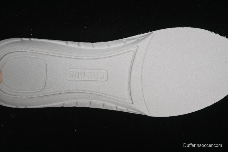 Miu Miu Suede Round Toe Lace-Up Women's Low-Top Casual Shoes - 99D4