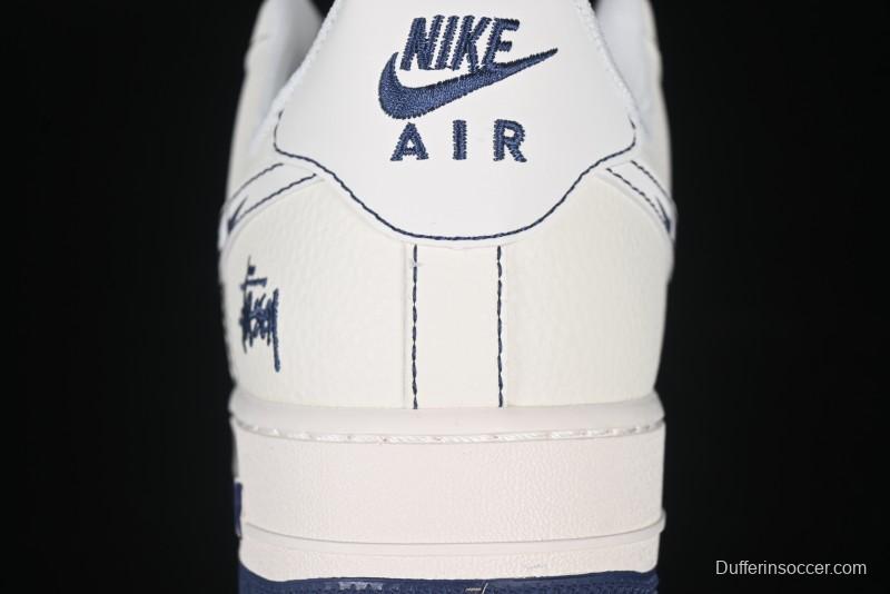 Nike Air Force 1 '07 Low Stussy Collaboration Grey Swoosh Casual Sneakers - HH7518-063