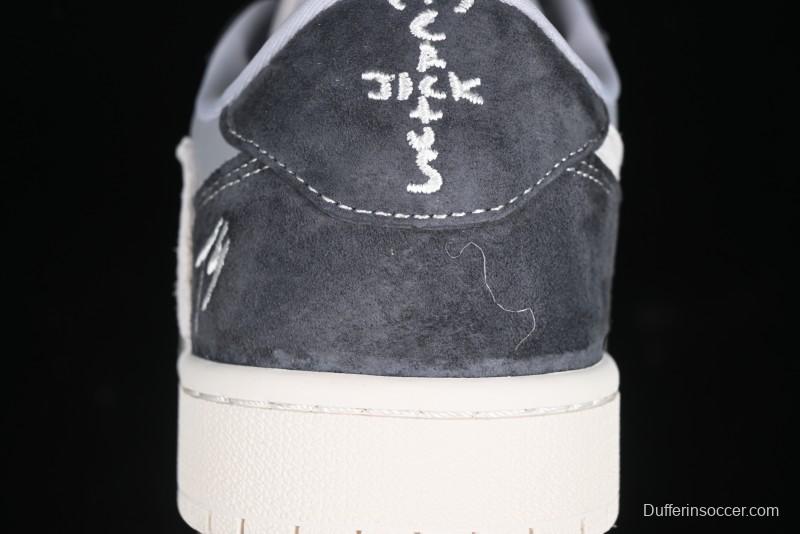 Nike Travis Scott x Fragment Design x Air Jordan 1 Low OG SP AJ1 Retro Sneakers in Traffic Grey - CF3688-055