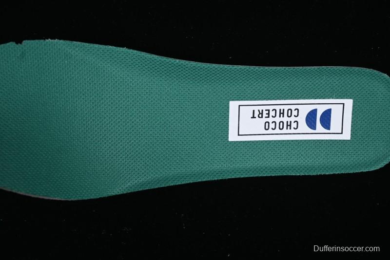 Choco Concert Leather Round Square Asymmetric Fashion Sneakers White Green - AJE5