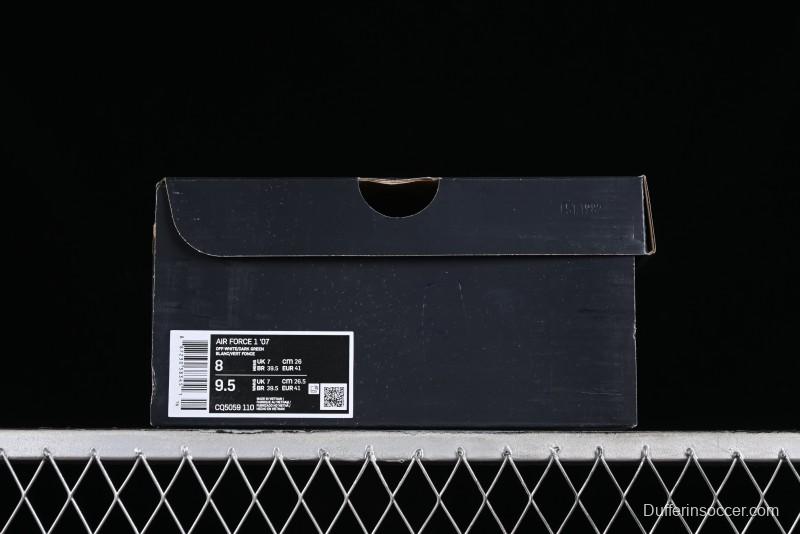 Nike Air Force 1 '07 Low Casual Sneakers in White Green Colorway - CQ5059-110