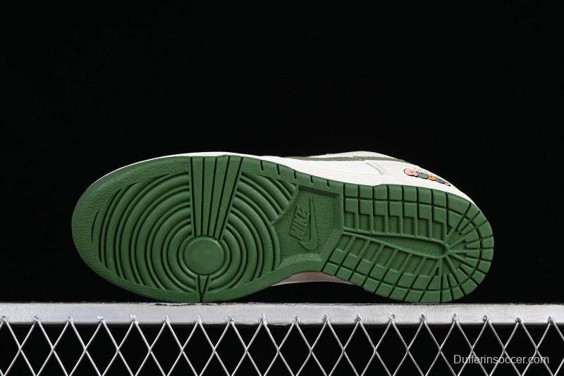 Nike SB Dunk Low Gucci Collaboration - Beige Green Woven Fabric Anniversary High-End Custom Low-Top Casual Skate Shoes - DQ1098-368