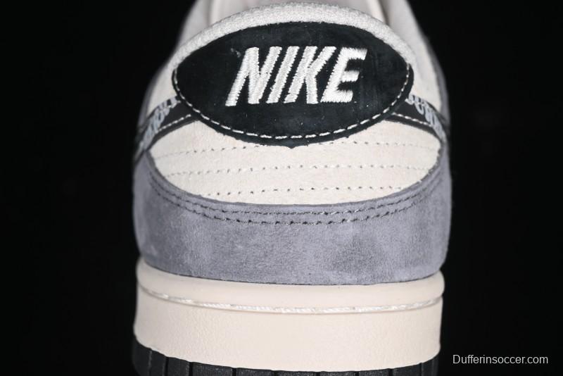 Nike SB Dunk Low Anniversary Edition Customized Sneakers with Grey Swoosh Logo - DJ2024-083