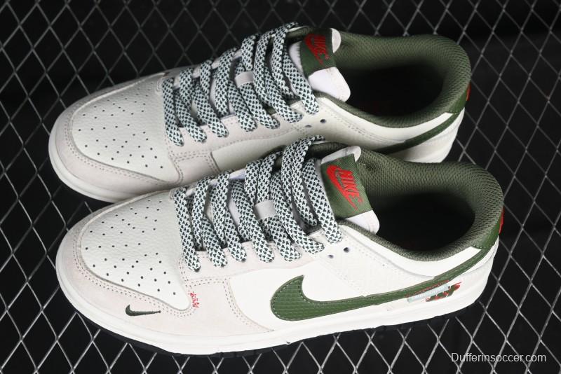 Nike SB Dunk Low UN Collaboration Year of the Snake Limited Edition Green Snake Swoosh Anniversary Custom Low-Top Casual Sneakers - DJ2024-070