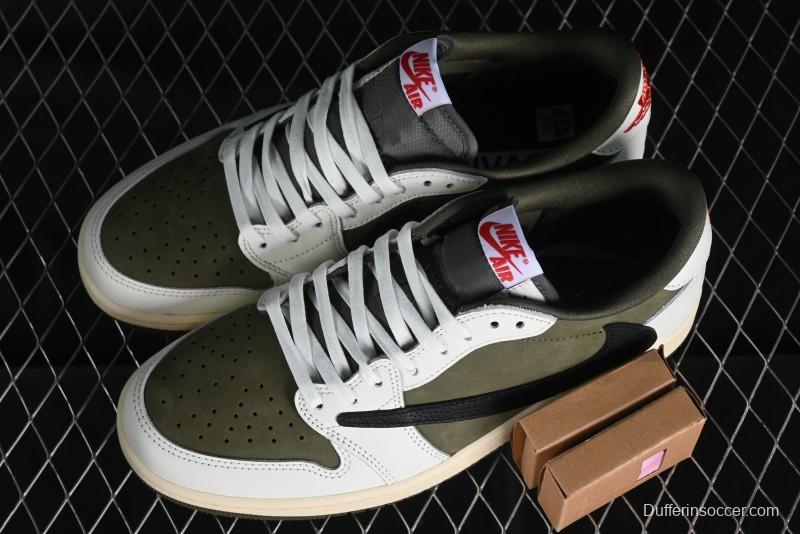 Nike Travis Scott x Air Jordan 1 Low OG AJ1 Reverse Swoosh Sneakers - DM7866-200