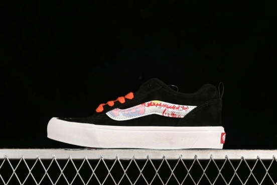Vans Classics Knu Skool Retro Sneakers with Embroidered Graffiti Design and Thick Tongue - VN000CS00ZB