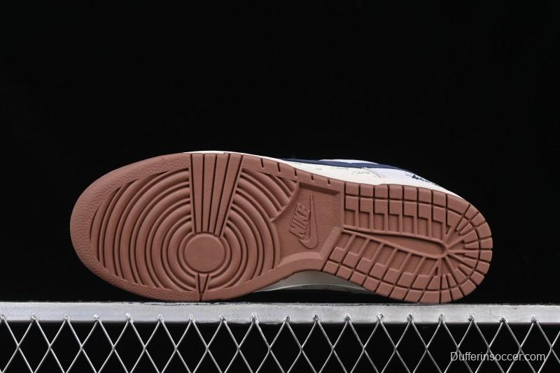 Nike SB Dunk Low Stussy Collaboration Blue Swoosh Gum Sole Anniversary Custom Low-Top Casual Sneakers - XS1086-012