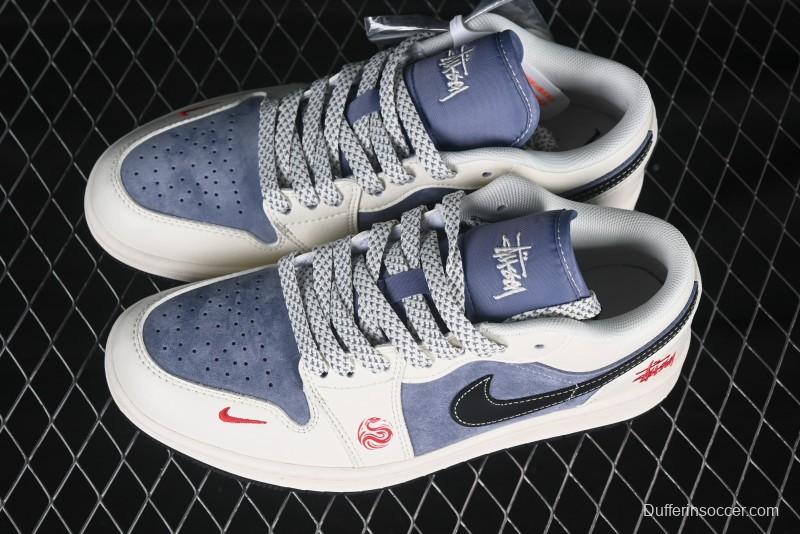 Nike Air Jordan 1 Low AJ1 Stussy Snake Year Limited Edition Retro Basketball Shoes - XX3318-517