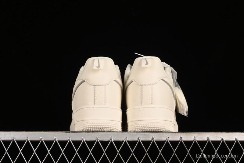 Nike Air Force 1 '07 Low Classic Grey Silver Swoosh Starry Sneakers - MJ0319-023