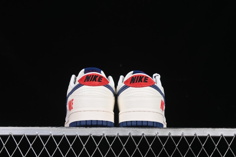 Nike SB Dunk Low Supreme Collaboration - Off-White 3D Navy Swoosh Anniversary Custom Low-Top Casual Sneakers - FC1688-204