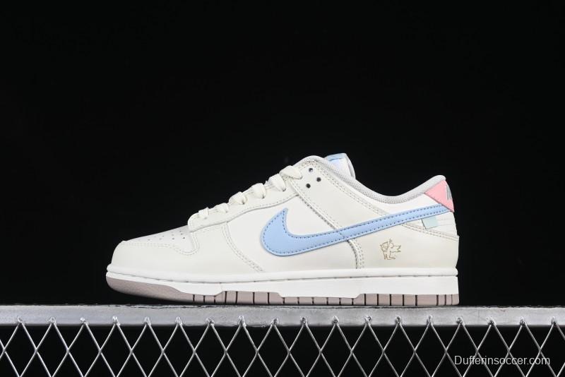 Nike Dunk Low "Pastel Panda" - Cream with Baby Blue & Pink Accents