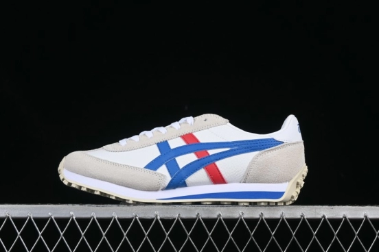 Onitsuka Tiger Vintage Runner Sneakers - White/Grey with Blue & Red Accents