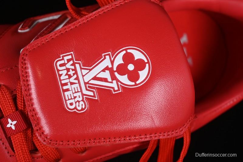 Louis Vuitton Footprint Soccer Low-Top Lifestyle Sneakers Round Toe Lace-Up Casual Shoes Red - AJF6