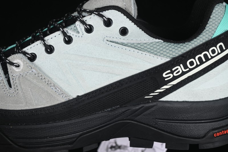 Salomon x Contragrip All-Terrain Hiking Shoes - Lightweight Gray with Black & Teal Accents