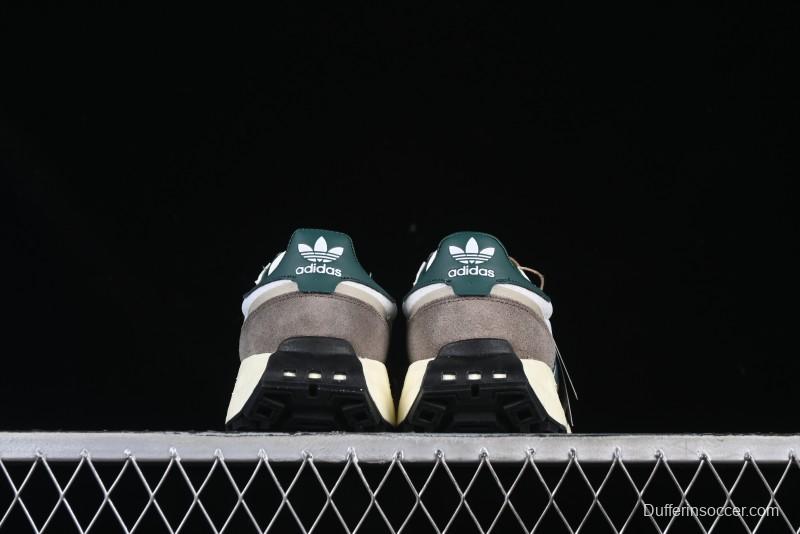Adidas Retro-Inspired Sneakers - White, Grey & Green with Boost Sole