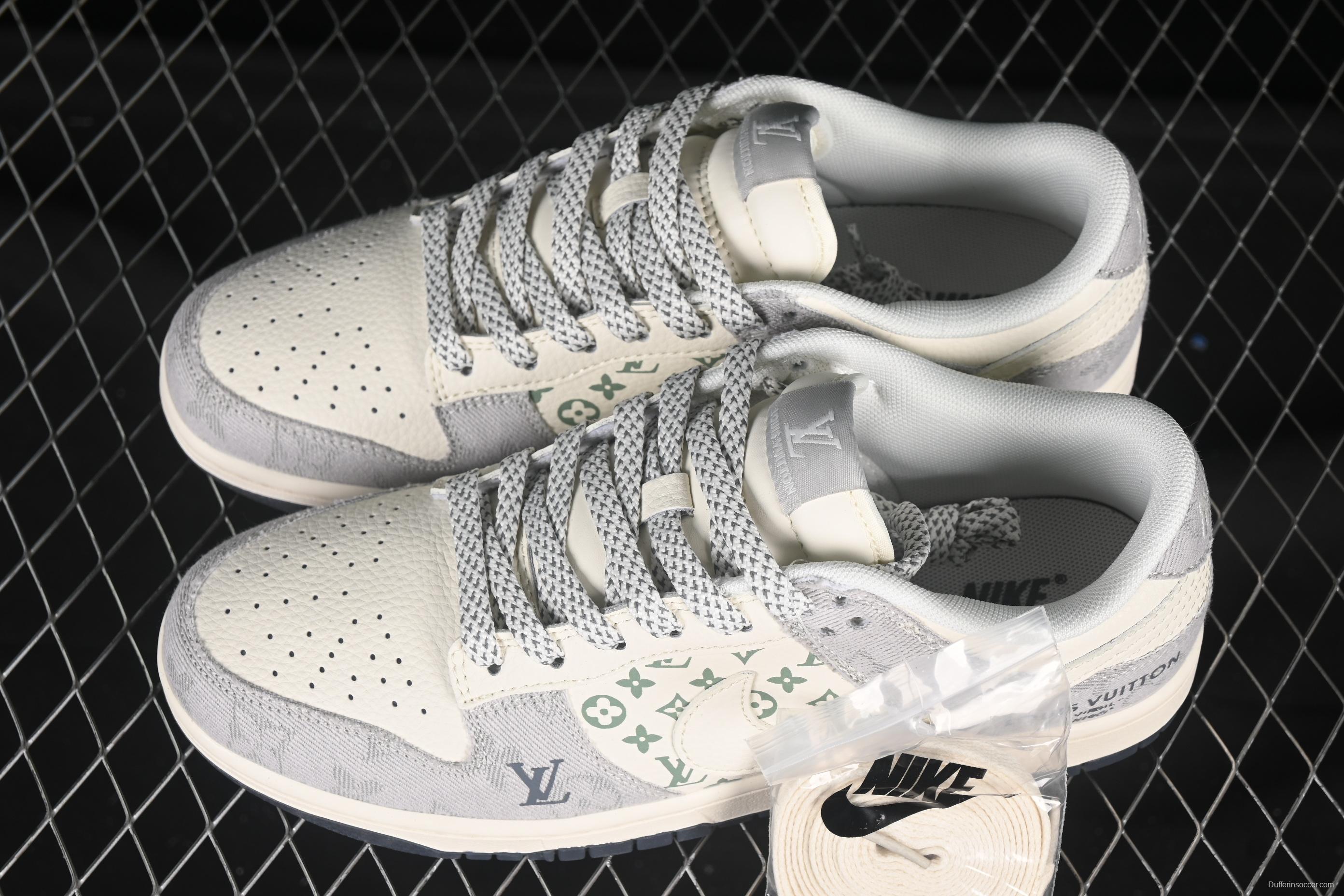 Nike SB Dunk Low LV Collaboration Beige Denim Anniversary High-End Custom Low-Top Casual Skate Shoes - XX3168-141