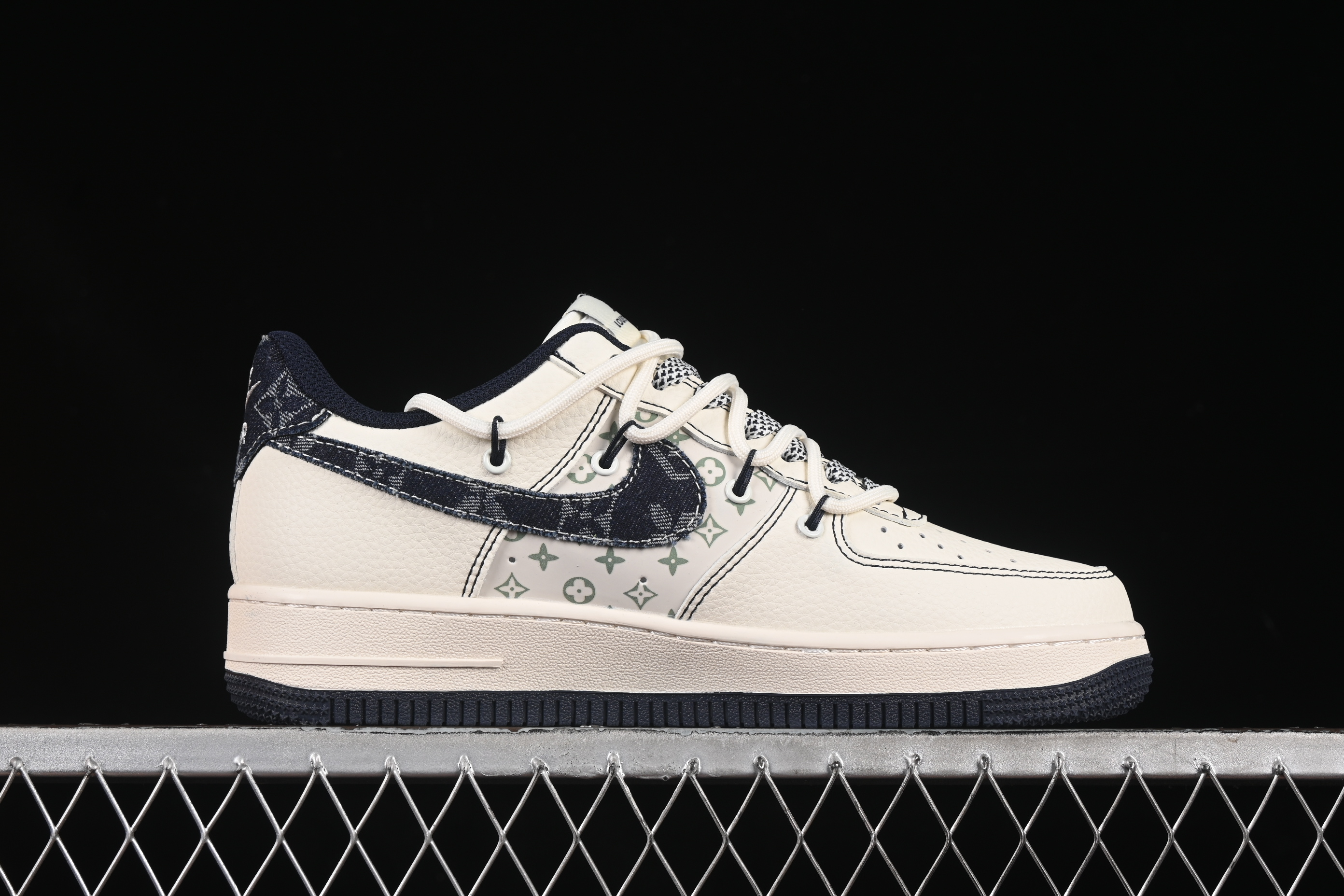 Nike Air Force 1 '07 Low LV Collaboration Black Denim Hook Drawstring Casual Sneakers - DM6868-060
