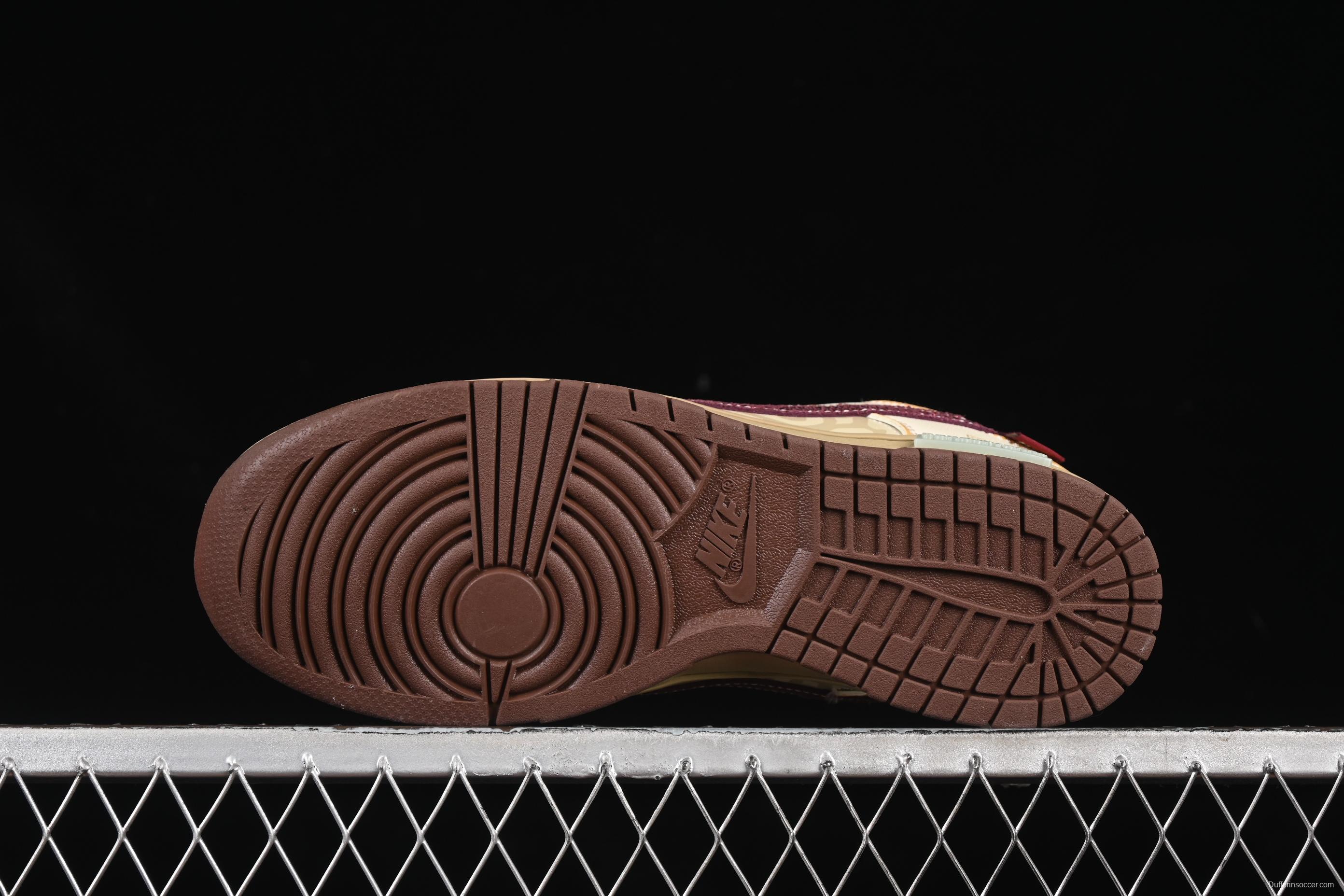 Nike Dunk Low Retro Casual Sneakers in Brown and Sail with Panda Mischief CNY Snake Year Design - DD1503-124