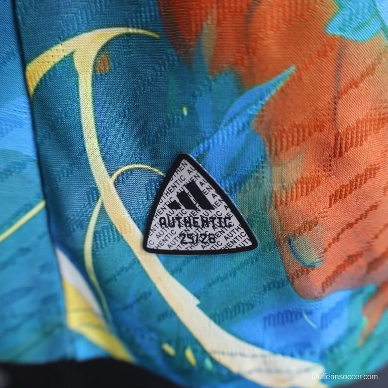 Player Version 2025 Japan Jersey with Samurai Design and Fiery Background