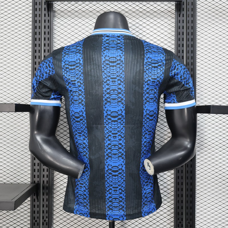 Player Version 25/26 Inter Milan Black and Blue Jersey with Snake Design