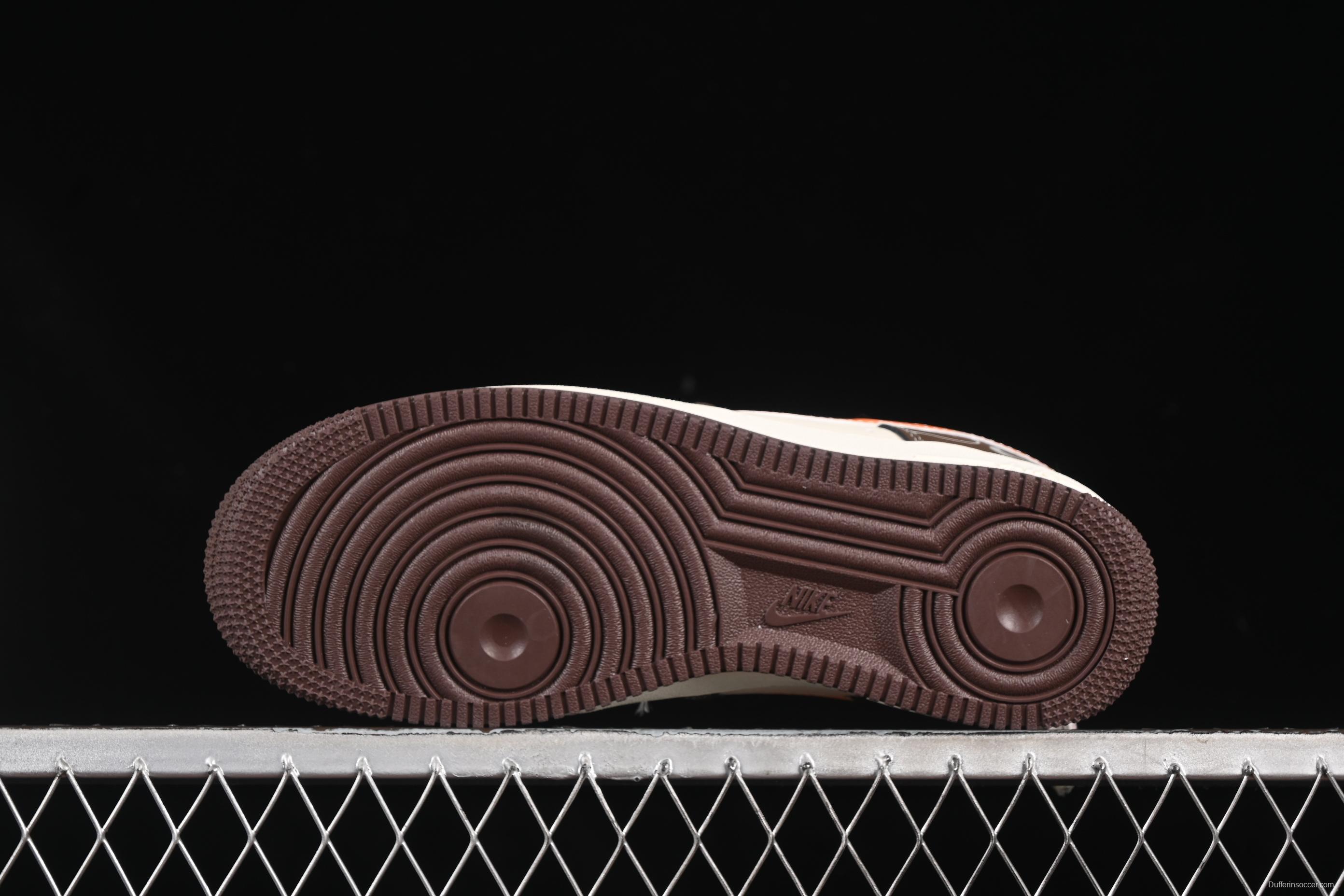 Nike Air Force 1 '07 Low Collaboration Dark Brown Swoosh Casual Sneakers - KK1988-080