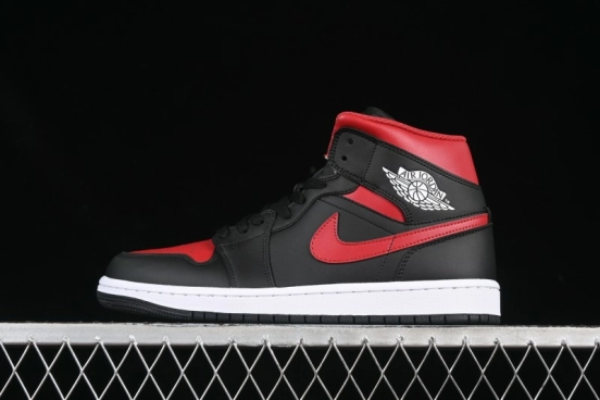 Nike Air Jordan 1 Mid AJ1 Black Red Mid-Top Casual Sneakers - DQ8426-067