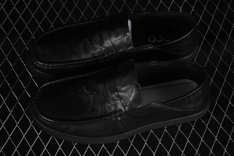 ECCO Soft Moc Summer Genuine Leather Breathable Slip-On Driving Shoes - 63516801001