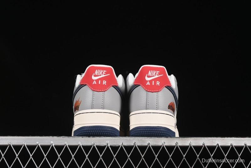 Nike Air Force 1 '07 Low Stussy Double Flame Casual Sneakers with Full-Length Air Cushion - XS1958-555