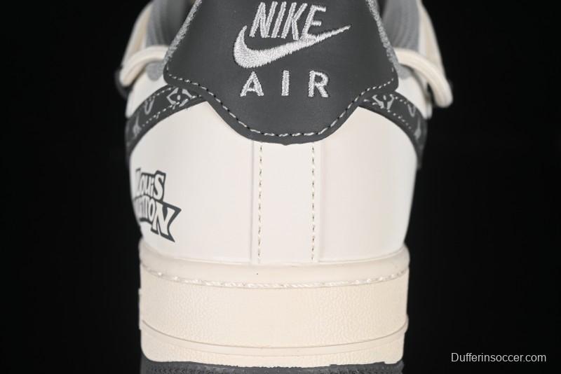 Nike Air Force 1 '07 Low LV Collaboration Two-Tone Grey Pattern Lace-Up Casual Sneakers - DM6868-063
