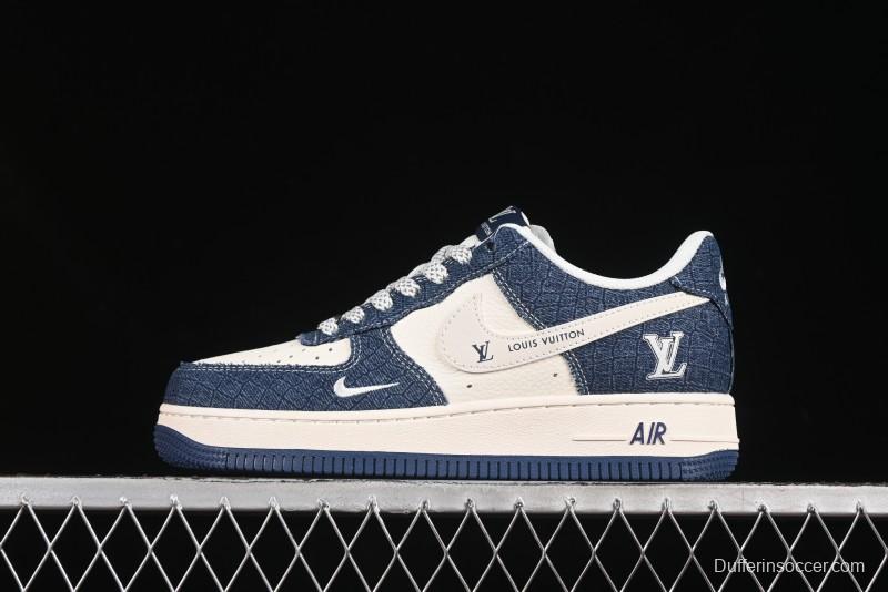 Nike Air Force 1'07 Low LV Collaboration Dark Blue Checkerboard Casual Sneakers - XS1958-551
