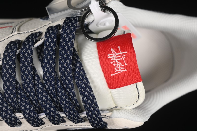 Nike Air Force 1 '07 Low Stussy Collaboration Dual-Tone Blue Red Logo Casual Sneakers - HH7518-072