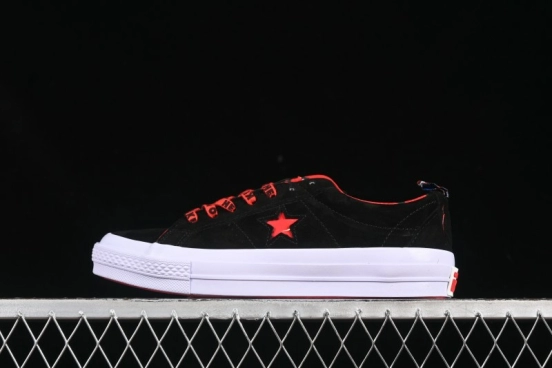Converse One Star Low Top Casual Sneakers with Hello Kitty Collaboration - Pink Star and Embroidered Bow Design - 163904C