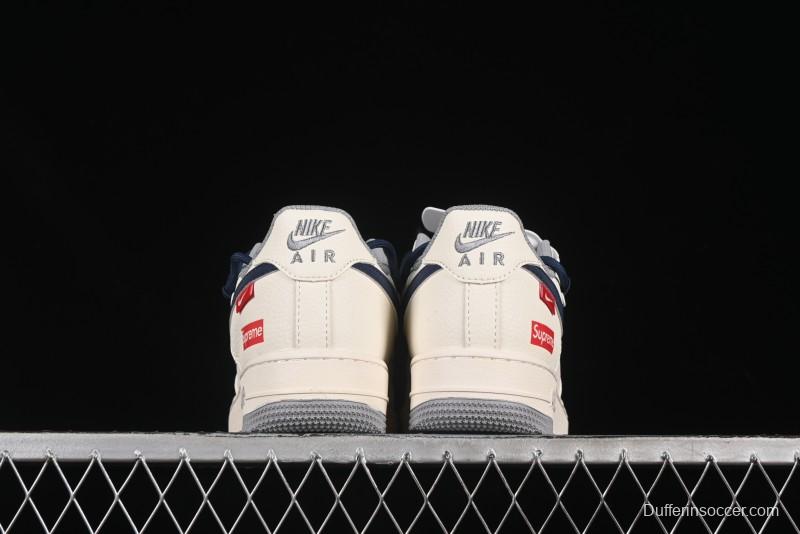 Nike Air Force 1 '07 Low Supreme Collaboration Two-Tone Blue Grey Lace-Up Casual Sneakers - DM6868-068